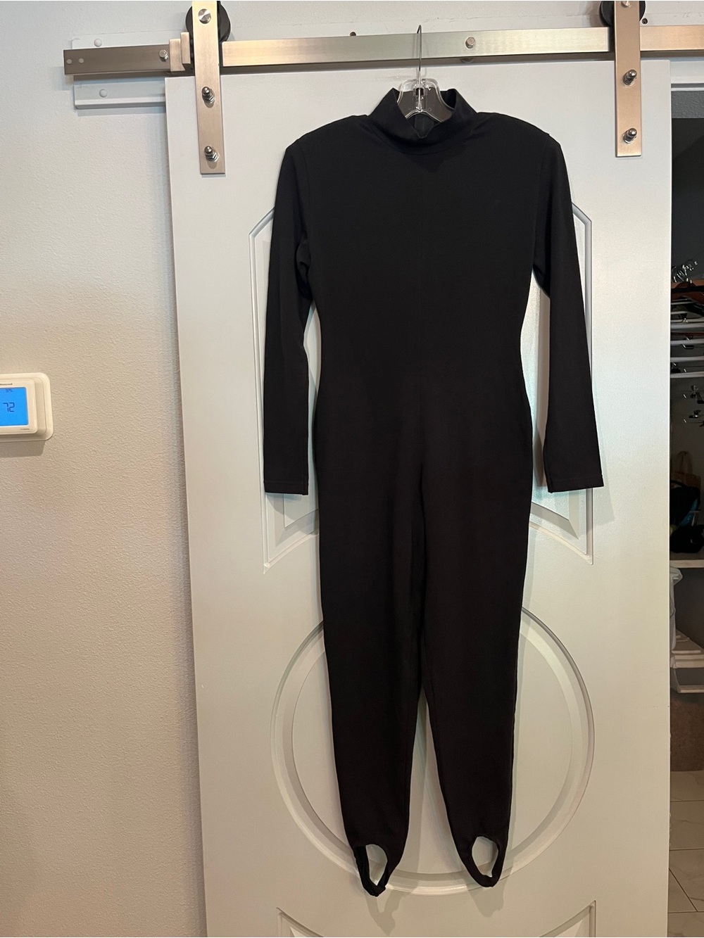 Vintage Black Long Sleeve One-Piece Bodysuit with stirrup pants. So retro!